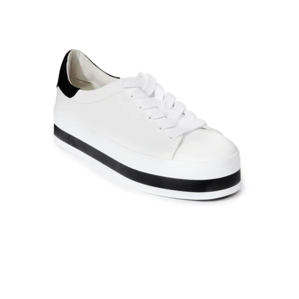 Alice + Olivia Ezra Flatform Sneakers in Pure White/Black size 8.5